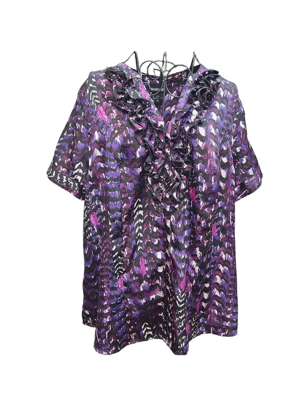 Lane Bryant Purple Ruffled Short Sleeve Blouse